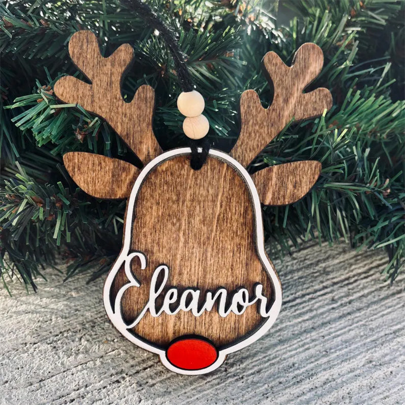 Personalized reindeer ornament | personalized Rudolph wooden ornaments