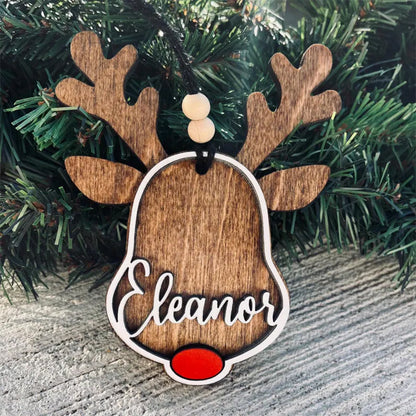Personalized reindeer ornament | personalized Rudolph wooden ornaments