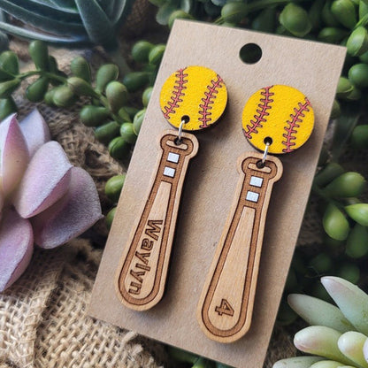 BASEBALL or SOFTBALL EARRINGS + Personalized gift