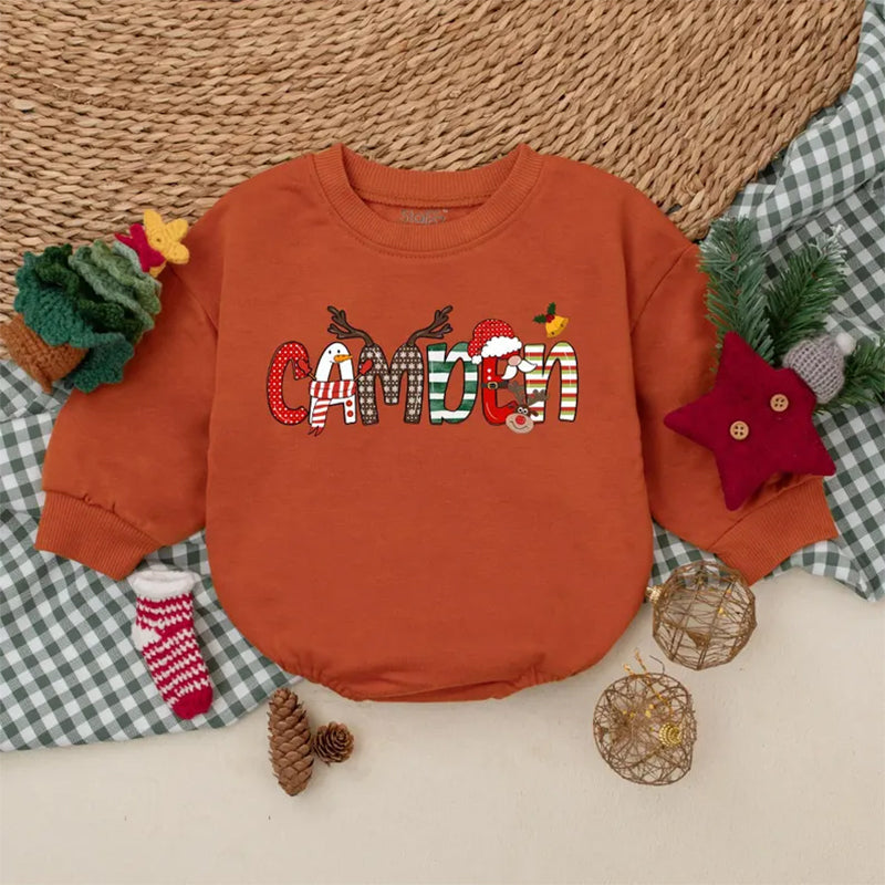 Custom Name Christmas Baby Romper