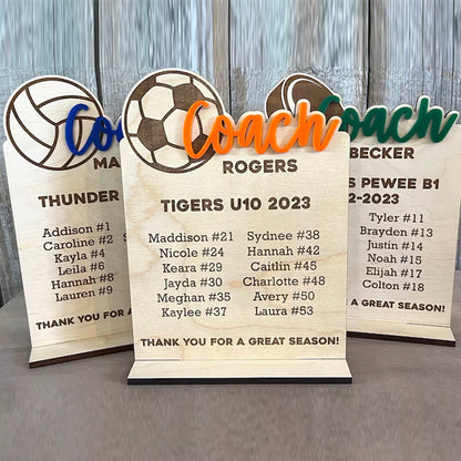 End of Season Coaches Gift, Personalized Coaches Plaque