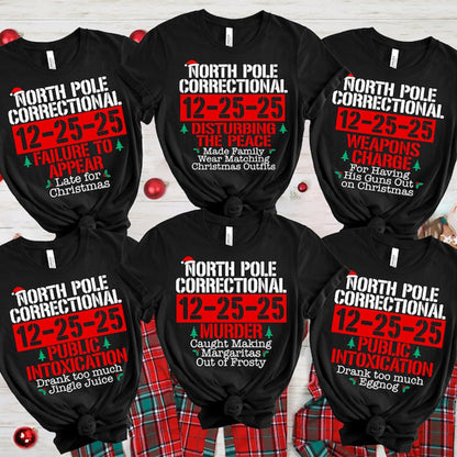 60 Quotes and Custom North Pole Correctional Shirt, Funny Family Matching Christmas Shirt