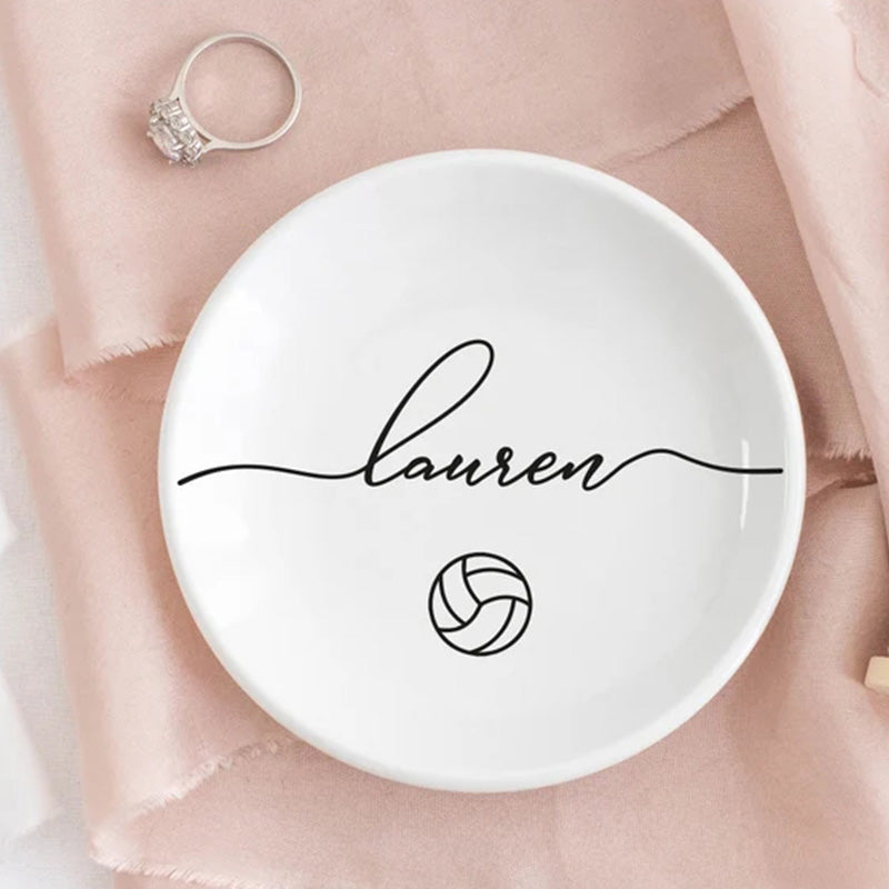 Volleyball Jewelry Dish, Volleyball Team Gift, Personalized Ring Dish, Trinket Dish