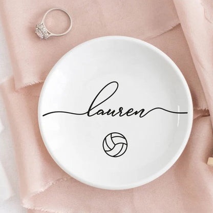 Volleyball Jewelry Dish, Volleyball Team Gift, Personalized Ring Dish, Trinket Dish