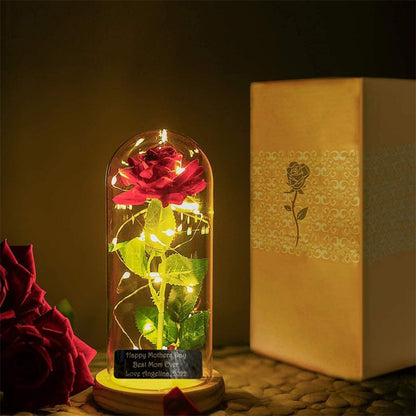 Personalized Galaxy Rose in Glass Dome with LED Light, Valentine's Day Gift