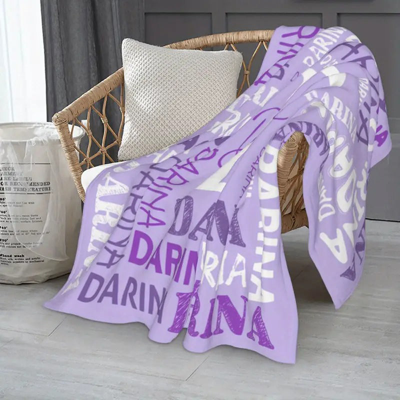 Custom Name Personalized Knit Fabric Throw Blanket