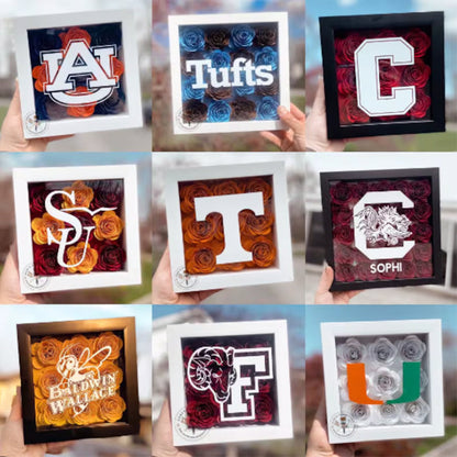 Flower Shadow Box - College Logo - Graduation Gifts