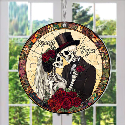 Skeleton Couple Window Hanging, Halloween Wedding Decor