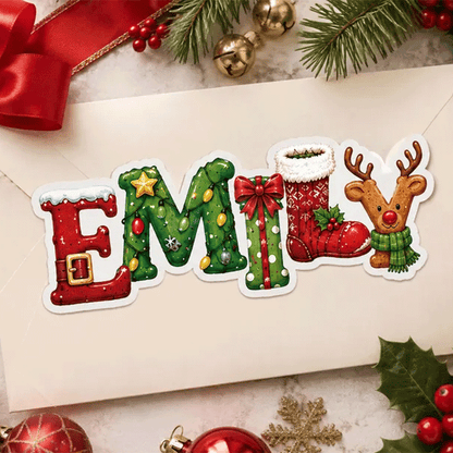 Personalized Christmas Name Stickers for Gift Wrapping – Custom Santa Labels,