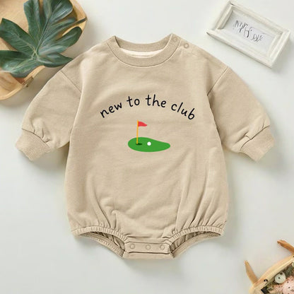 New To The Club Golf Baby Bubble Romper|First Birthday Baby Romper