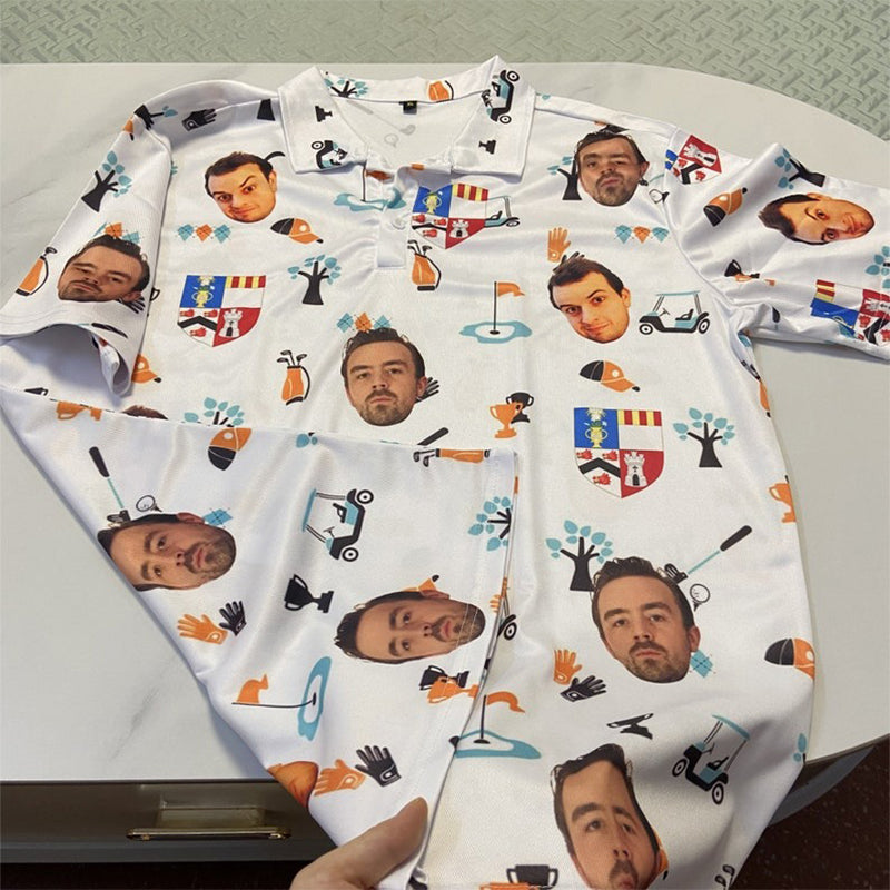 Custom Face Polo Shirt for Golfer，Face on shirt gifts for husband