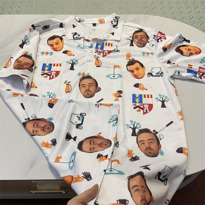 Custom Face Polo Shirt for Golfer，Face on shirt gifts for husband