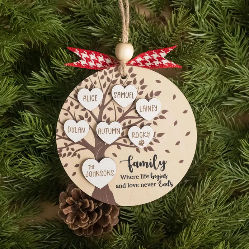 Personalized Family Tree Ornament, Family Gift