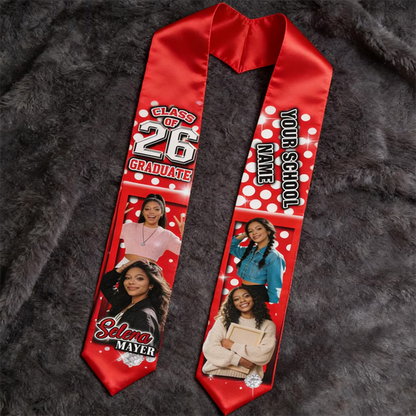 Custom Photo Graduation Stole: Personalized Class of 2026 Sash, Gift for Graduates