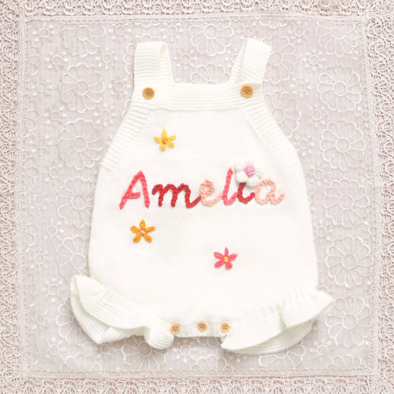 Personalized Baby Girl Romper, Custom Baby Name Romper