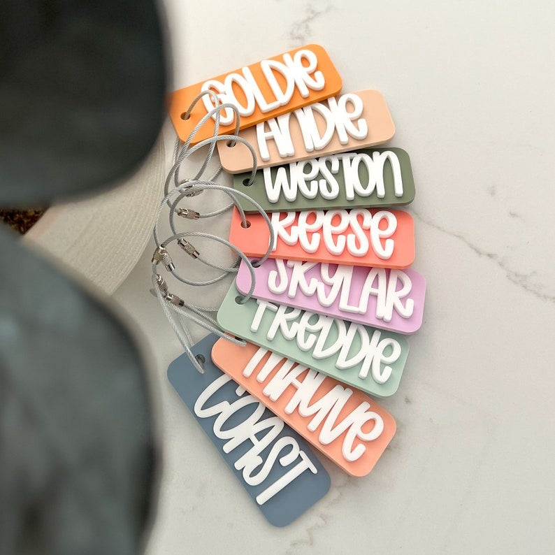 Acrylic Bag Tag Keychain 3D Backpack Tags Kids Tags Keychain Acrylic Name Tag