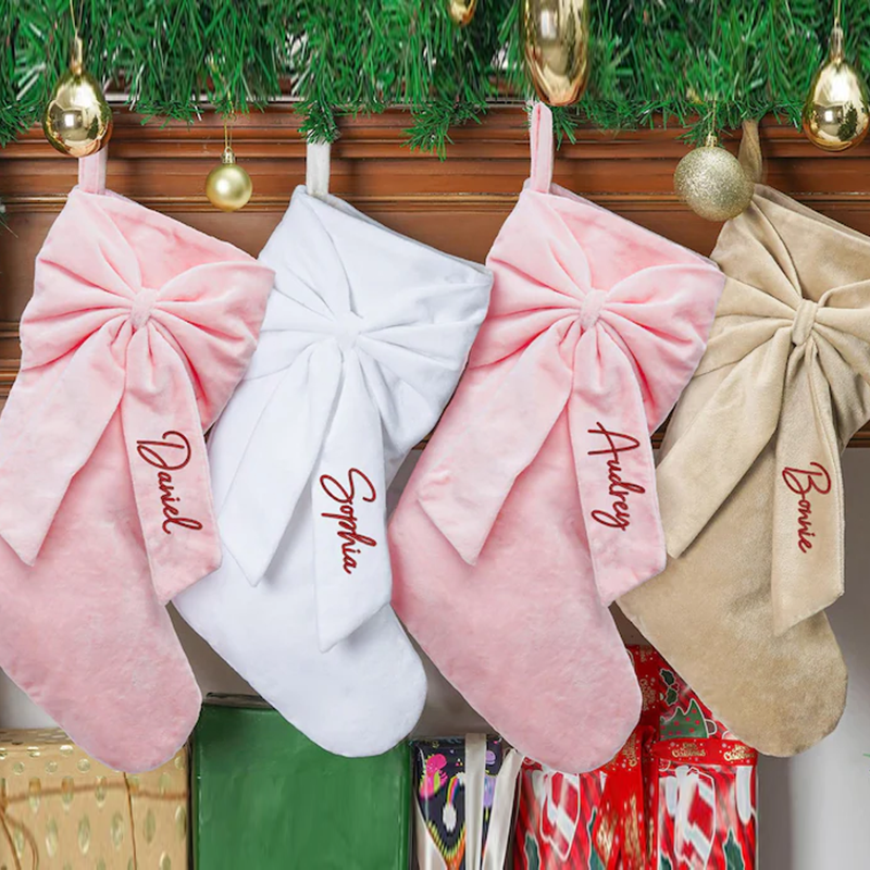 Personalized Bow Christmas Stocking, 2025 Christmas Stocking