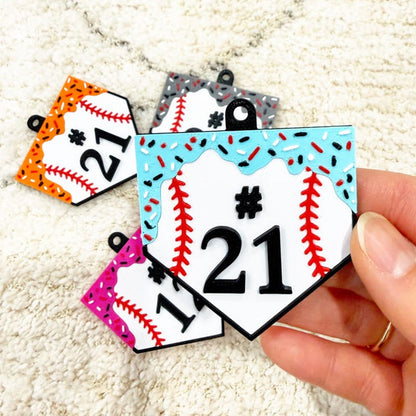 Personalized Baseball Home Plate Ice Cream Drip Keychain