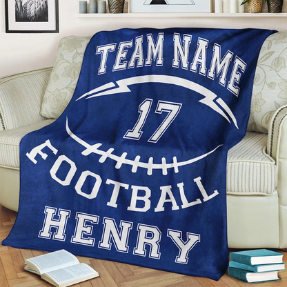 Personalized Football Blanket Custom, Custom Football Blanket with Name