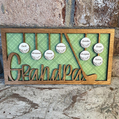 Personalized Dad or Grandpa Golf Sign | Fathers Day Golfing Gift for Daddy