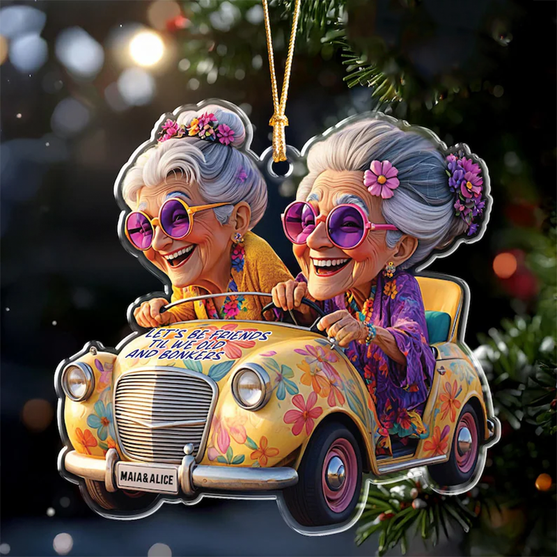 Bestfriends Name Ornament, Funny Old Ladies in Car