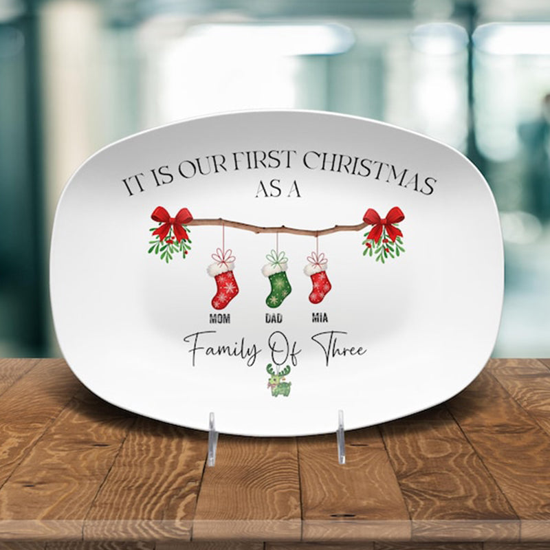 Personalized First Christmas Family Plate