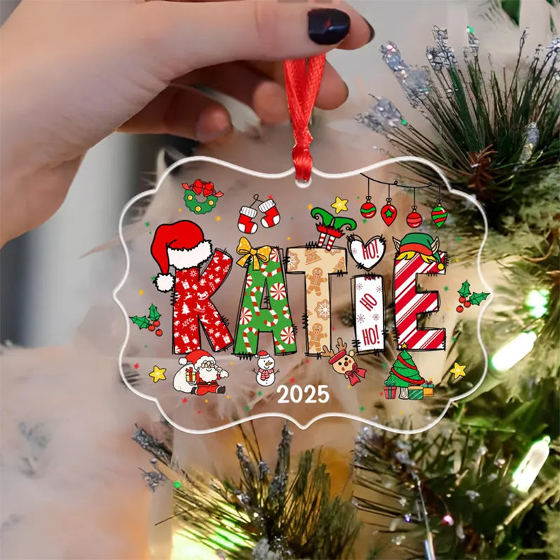 Personalized Kids' Name Christmas Ornament: Custom Acrylic Keepsake