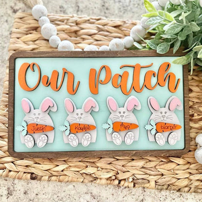 Our Patch Personalized Easter Bunny Family Sign - Bunny Decor - Easter Decor
