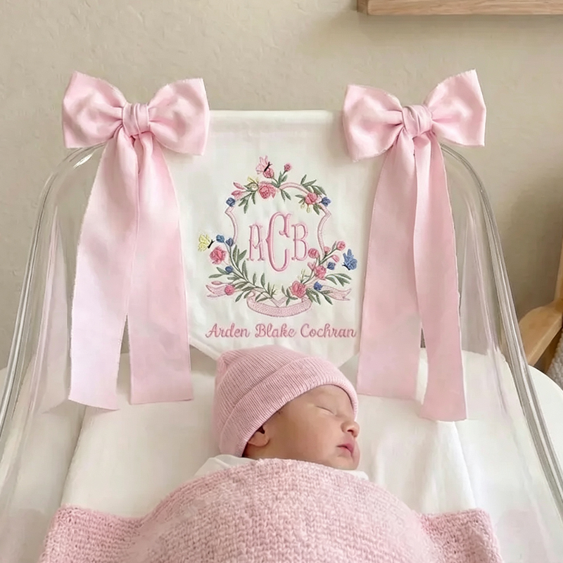Custom Baby Banner For Hospital Door Sign & Nursery, Monogram Baby Announcement Banner