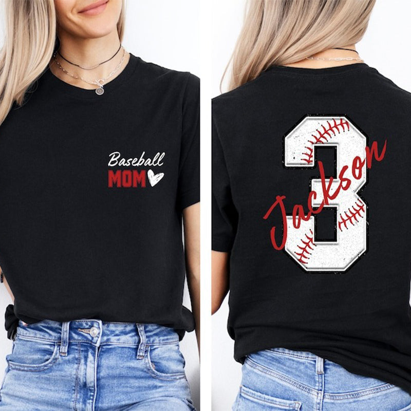 Baseball Mom T-Shirt,Custom Baseball Mom Shirt,Personalized Baseball Gift for Mom