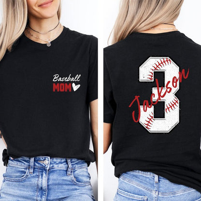 Baseball Mom T-Shirt,Custom Baseball Mom Shirt,Personalized Baseball Gift for Mom