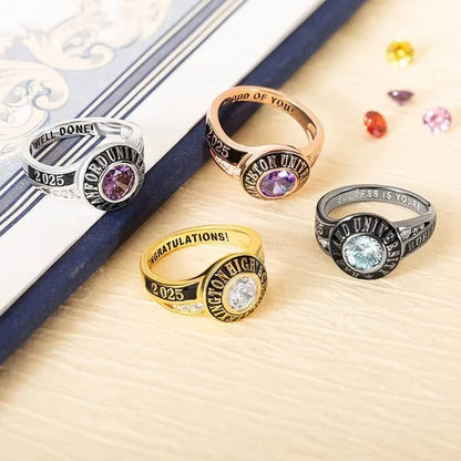 Personalized Engraved Birthstone Zircon Graduation Ring Graduation Gift