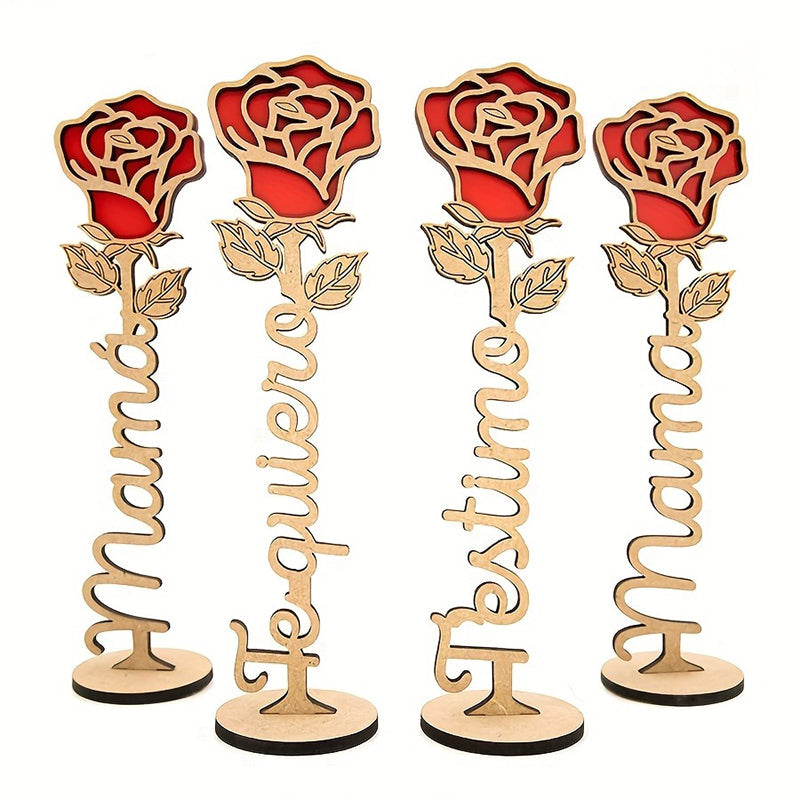 Personalized Wooden Rose Tabletop Decor