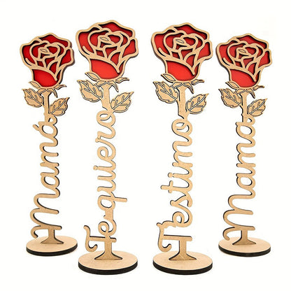 Personalized Wooden Rose Tabletop Decor