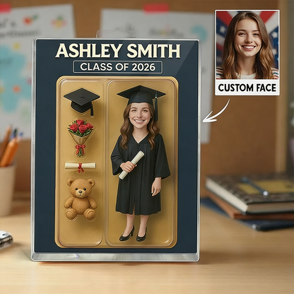 Personalized 3D Graduation Action Figure Plaque: Custom Acrylic Keepsake