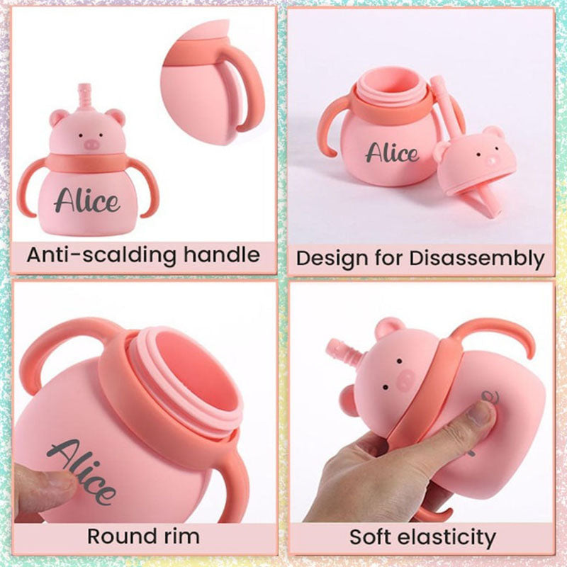 Silicone Baby Cup with Name 7oz, Gift for Baby, Toddler Silicone Cup 200 ml