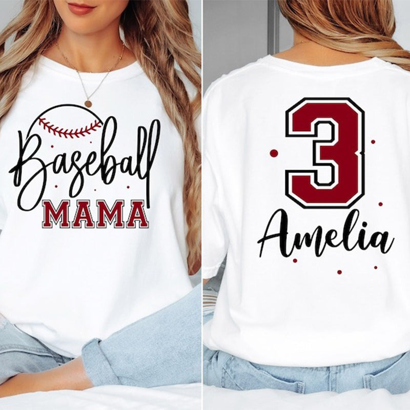 Comfort Colors Baseball Mama Shirt, Personalized Baseball Mom Tee