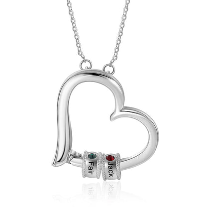 Personalized Family Heart Pendant Necklace 1 2 3 4 5 6 Birthstone Name Custom