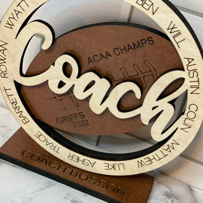 Football Coach Gifts Laser Engraved Personalized Gift Award Plaque