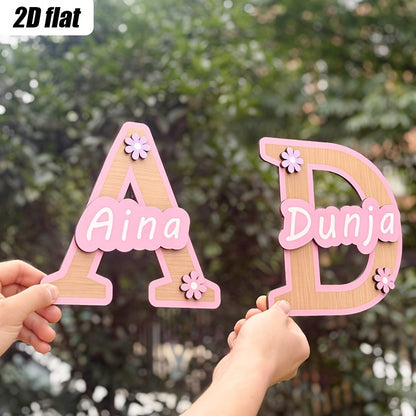 Customizable Initials Wall Art - Personalized Name with Floral Accents