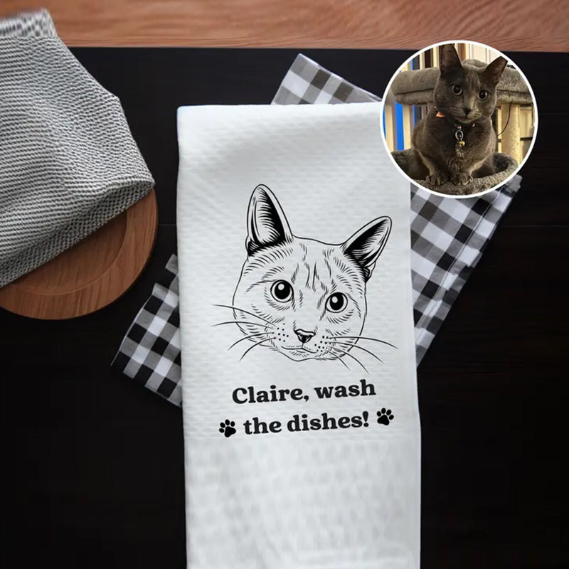 Custom Pet Kitchen Towel Using Pet Photo With Name