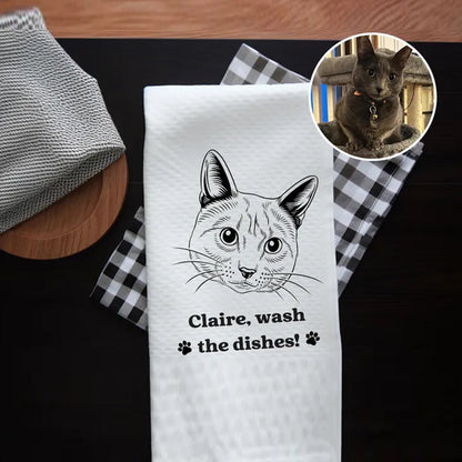 Custom Pet Kitchen Towel Using Pet Photo With Name