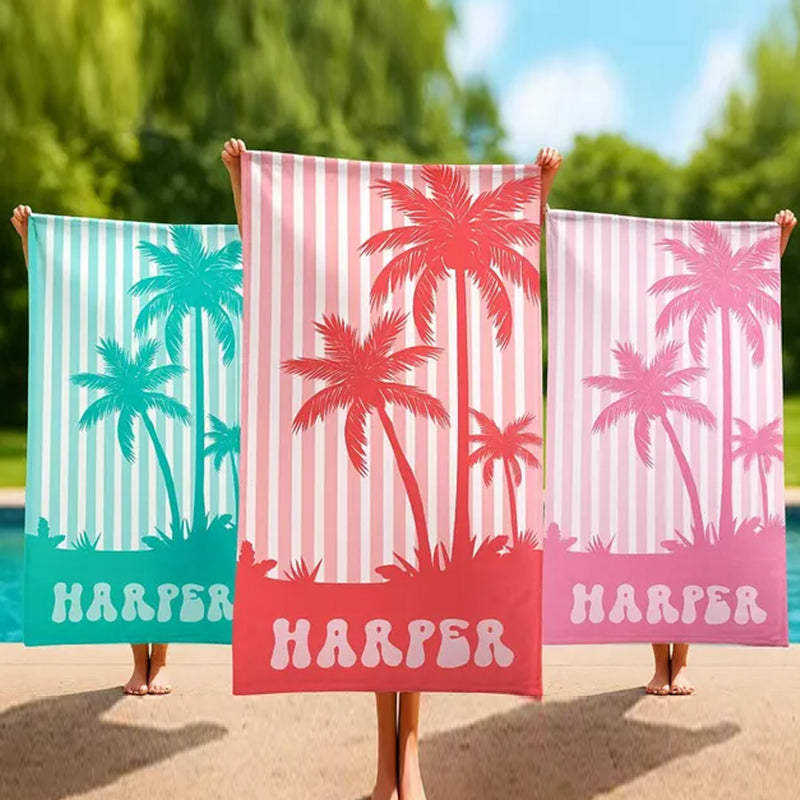 Beach Towels, Palm Tree Personalized Beach Towels