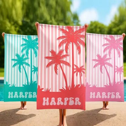 Beach Towels, Palm Tree Personalized Beach Towels