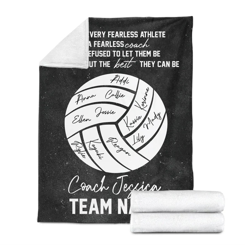 Personalized Volleyball Coach Blanket, Custom Name Soft Cozy