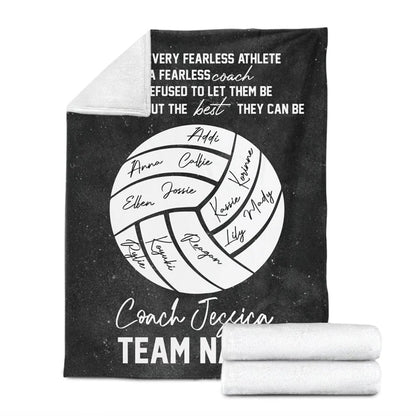 Personalized Volleyball Coach Blanket, Custom Name Soft Cozy