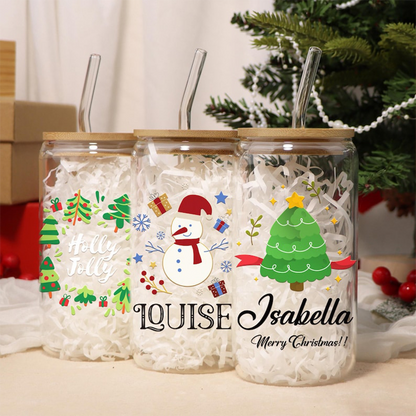 Personalized Christmas Tumblers| Custom Glass Coffee cup