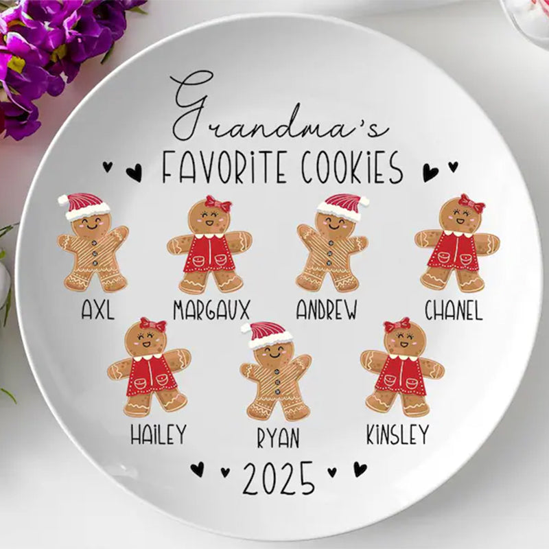 Personalized Gingerbread Christmas Plate, Grandma Plate