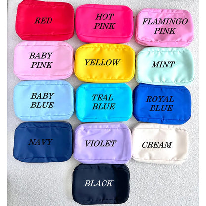 Medium Nylon Travel Pouch, SEWN ON Patches, Personalized