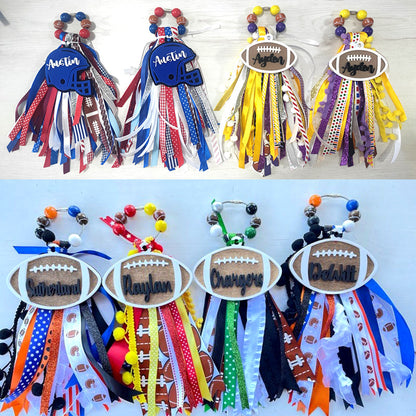 Football Softball Baseball Soccer Basket Bag Tassel and Charm, Bookbag tag